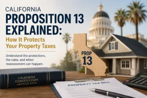 California Proposition 13 explained showing property tax protections and reassessment rules