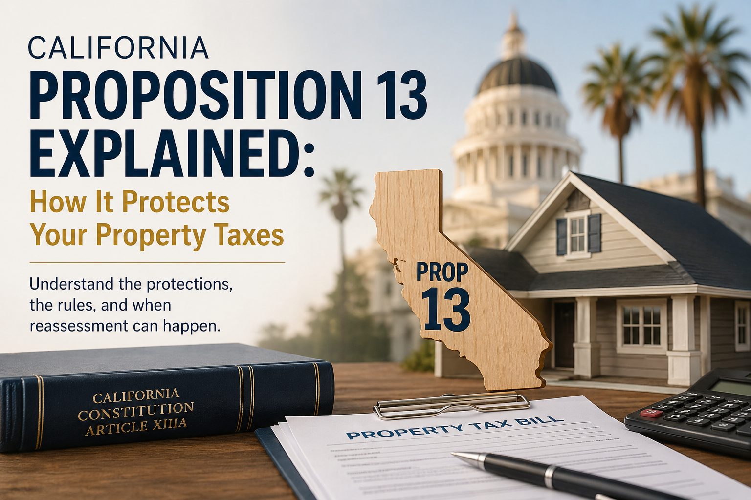 California Proposition 13 explained showing property tax protections and reassessment rules