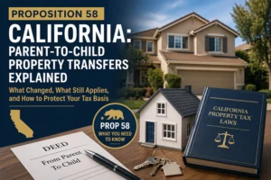 Proposition 58 California parent to child property transfer explained with home and legal documents