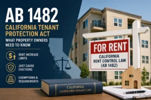 California apartment buildings and rental housing representing AB 1482 California Tenant Protection Act and statewide rent control laws
