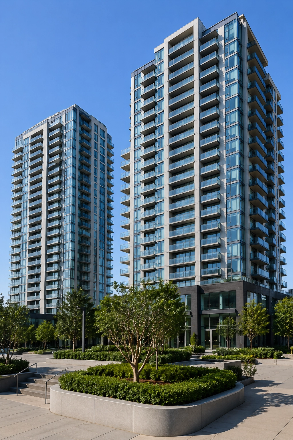 Modern high-rise residential towers used for multifamily property appraisal analysis in Southern California