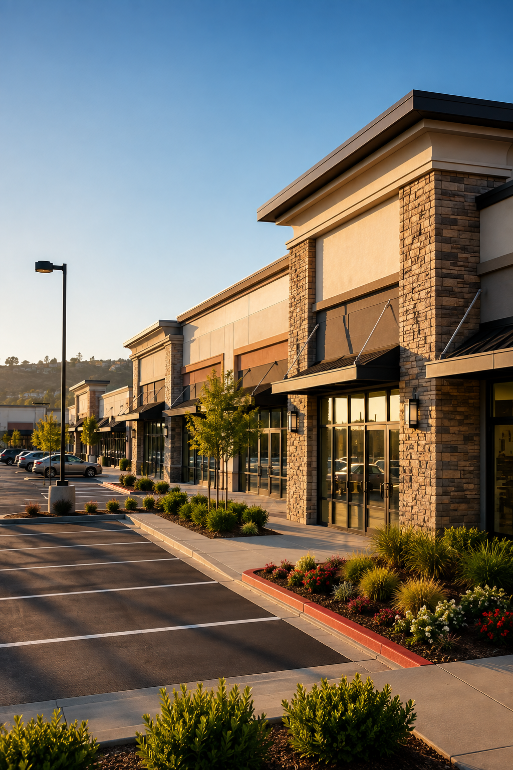 Modern retail center in California for commercial real estate appraisal